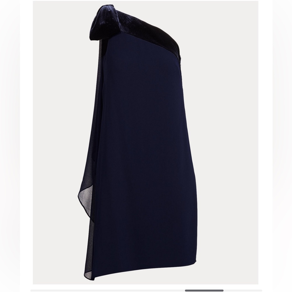 NWT Lauren Ralph Lauren Velvet Neckband One-Shoulder Dress